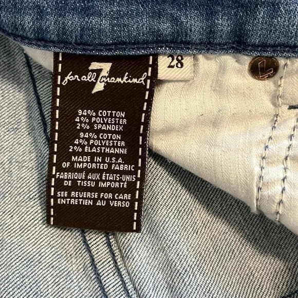 7 FOR ALLL MANKIND Skinny Light Blue Stretch Mid-Rise Denim Jeans, Size 28 - Picture 5 of 9